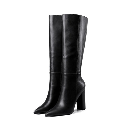 Botas Altas de Tacón Grueso Punta Afilada para Otoño e Invierno - Image 20