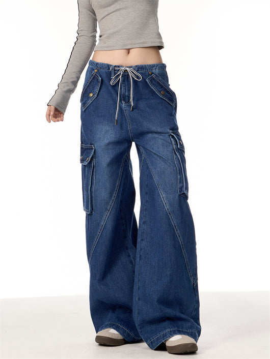 Pantalones Cargo Retro Mujer Cintura Alta Bolsillos Múltiples Corte Recto - Image 11
