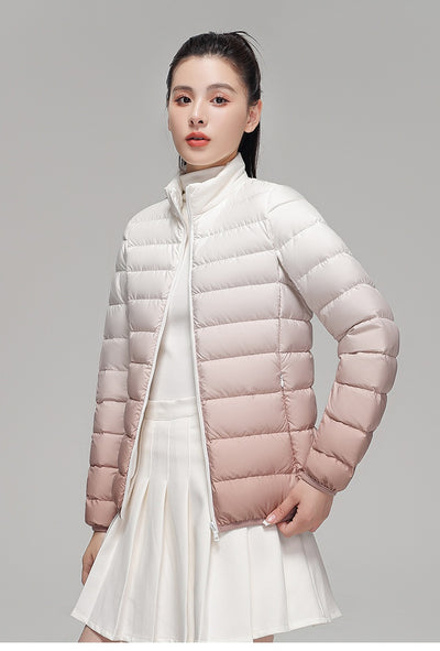 Chaqueta Acolchada Mujer Degradado Cuello Alto Elegante - Image 12