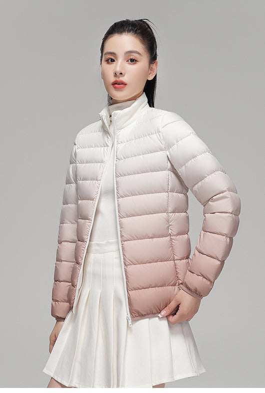 Chaqueta Acolchada Mujer Degradado Cuello Alto Elegante - Image 12