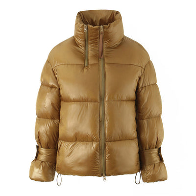 Abrigo Puffer Dorado con Cuello Alto y Doble Cierre para Mujer - Image 6