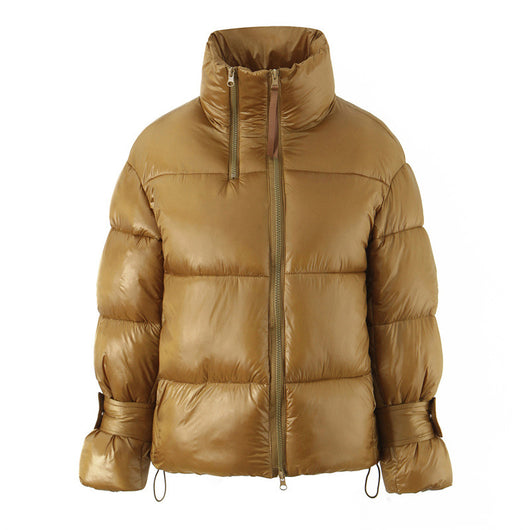 Abrigo Puffer Dorado con Cuello Alto y Doble Cierre para Mujer - Image 6