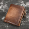 Billetera Retro de Cuero Genuino con Doble Cierre para Hombre