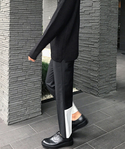 Pantalones Casuales Holgados Rectos con Costura de Nueve Puntos - Image 3