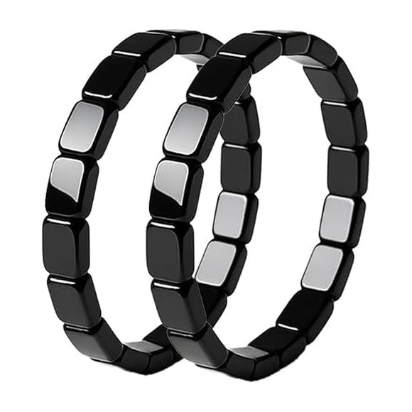 Pulsera Elástica de Turmalina Negra para Hombre - Diseño Mixto