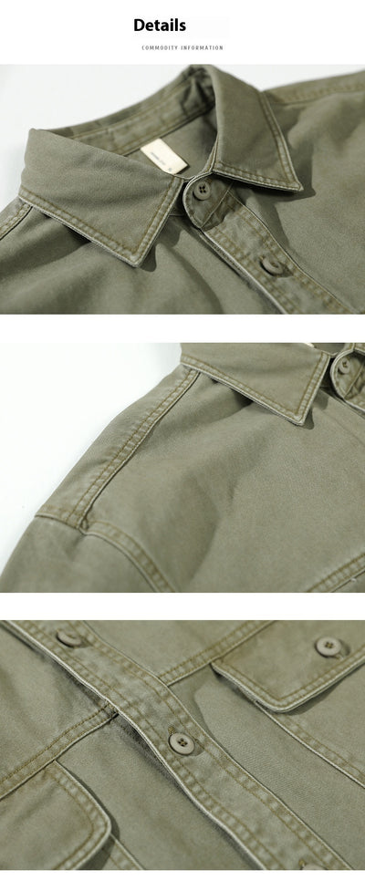 Camisa de Trabajo Retro Estilo Japonés Manga Larga para Hombre - Image 14