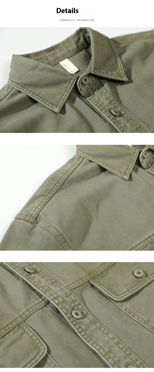 Camisa de Trabajo Retro Estilo Japonés Manga Larga para Hombre - Image 14