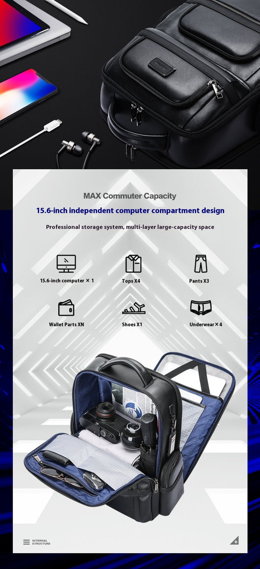 Mochila Ejecutiva de Cuero Genuino para Hombre - Primera Capa - Image 9