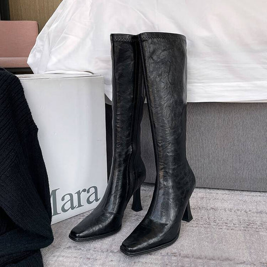 Botas Retro de Tacón Alto Punta Afilada - Lujo Exclusivo para Mujer - Image 13