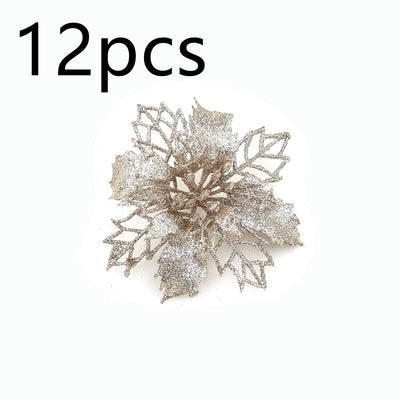 Flores Navideñas Artificiales con Brillo - Adornos para Árbol de Navidad y Decoración del Hogar - Image 52