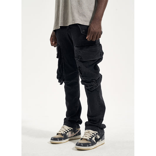 Pantalones Harem Cargo Desgastados con Múltiples Bolsillos para Hombre - Image 15