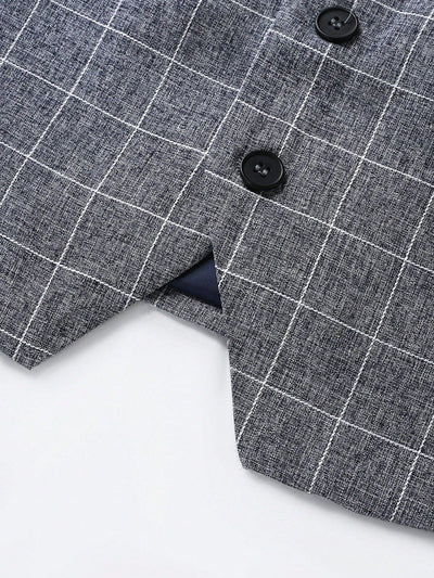Chaleco y Pantalón de Vestir a Cuadros para Hombre - Conjunto Ejecutivo de 2 Piezas - Image 18