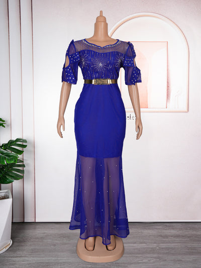 Vestido de Noche Fiesta Lujo Diamantes Bordados Cola Sirena - Image 7