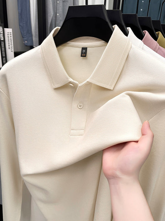 Polo de Algodón Mercerizado Manga Larga para Hombre - Ropa Casual Primavera Otoño - Image 25