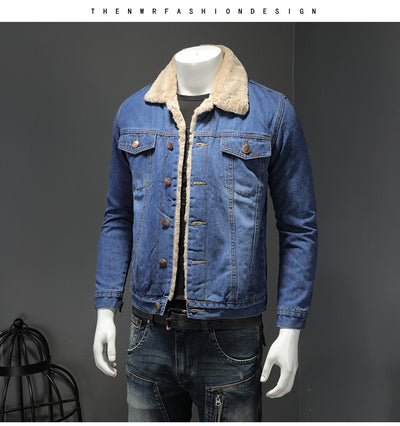 Chaqueta Denim Forrada Gruesa Estilo Japonés para Hombre - Image 11