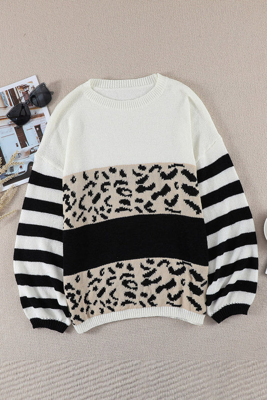 Suéter de Cuello Redondo Estampado Leopardo Manga Larga - Image 10