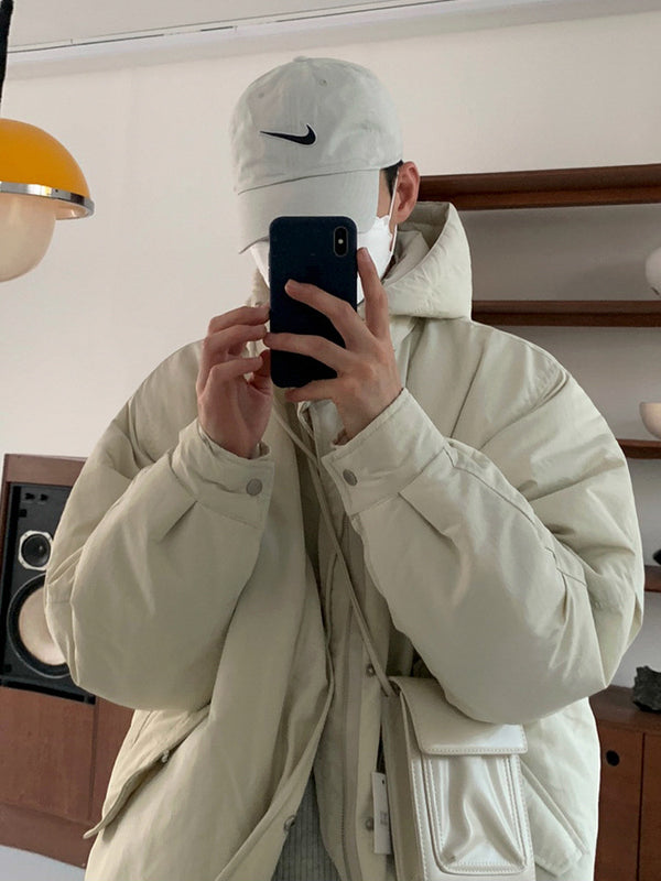 Abrigo Acolchado Hombre Estilo Coreano Suelto Grueso Algodón Premium