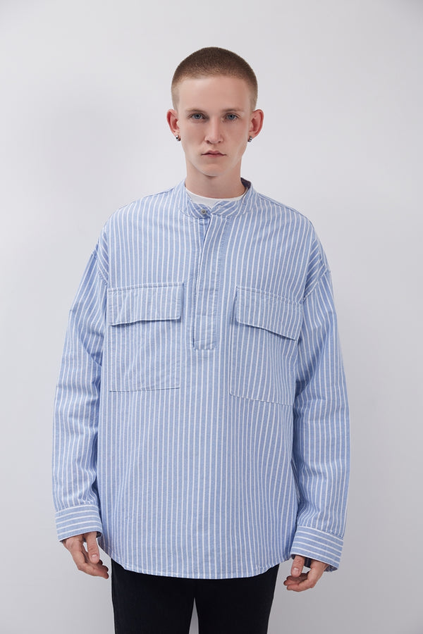 Camisa Holgada a Rayas Estilo Street FOG para Hombre - Manga Larga Hip Hop