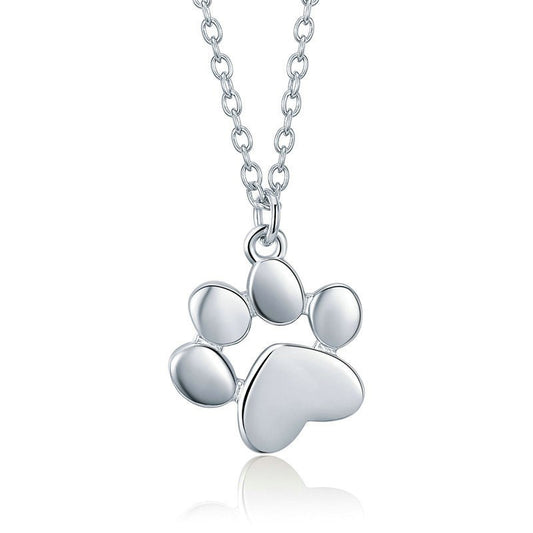 Collar de Plata Esterlina con Huella de Mascota Personalizada
