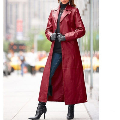 Abrigo de Cuero Largo Elegante para Mujer - Estilo Europeo - Image 3