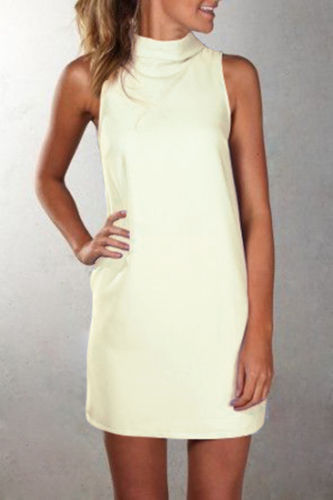 Vestido Casual Cuello Alto sin Mangas Color Sólido - Image 5