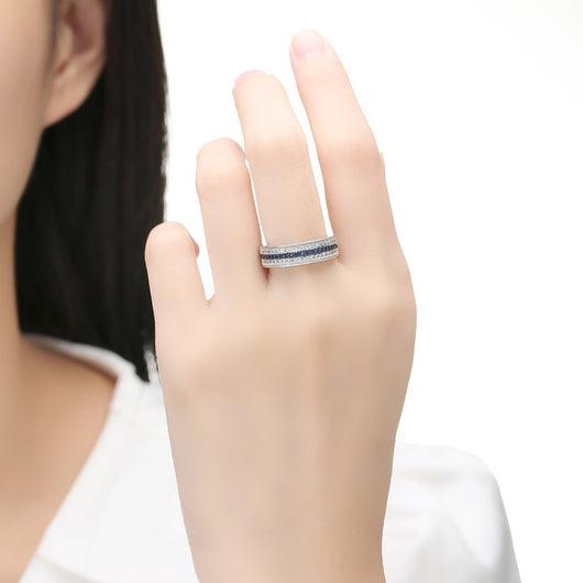 Anillo de Compromiso Circonita Azul y Blanca - Image 2