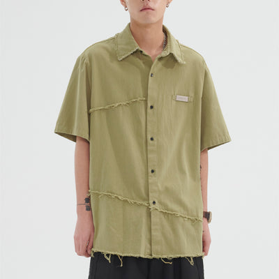Camisa de Mezclilla Desteñida con Puños Deshilachados - Image 6