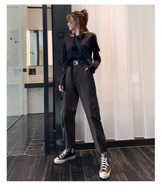 Pantalones Casuales Rectos de Cintura Alta con Cordón en Poliéster para Mujer - Image 13