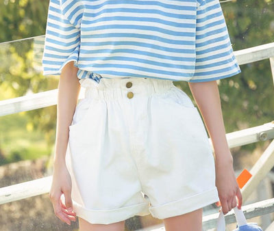 Shorts de Mezclilla Elástica Cintura Alta para Mujer - Estilo Verano Amplio y Cómodo - Image 13
