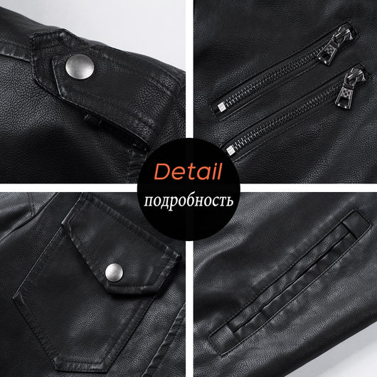 Chaqueta de Cuero PU Desmontable con Capucha para Hombre - Image 3
