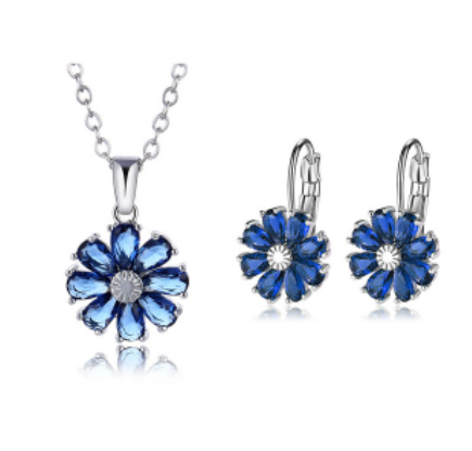 Collar y Aretes de Diamante Floral con Circón y Cobre - Image 15