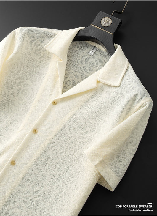 Camisa Jacquard Tejida Premium para Hombre, Manga Corta - Image 19