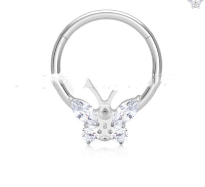 Aros Piercing Nariz Mariposa Circonitas Titanio Quirúrgico - Image 9