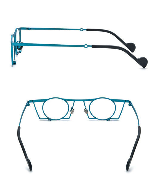 Gafas Retro Redondas de Titanio Puro con Combinación de Colores - Image 17
