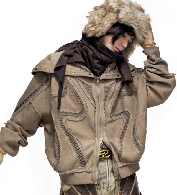 Sudadera Descontruida con Capucha Desmontable y Diseño Bicolor