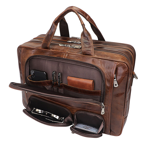 Men's Waxed Leather Messenger Bag