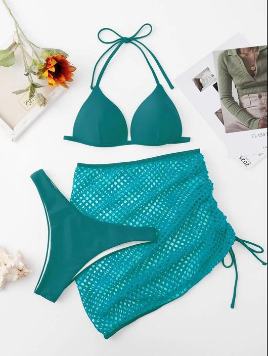 Traje de Baño Deportivo Tres Piezas Mesh Elegante - Image 6