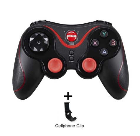 White and red wireless Bluetooth game controller with a black cellphone clip for Android mobile gaming. - Image 10