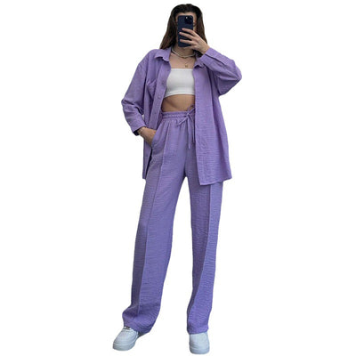 Conjunto Elegante de Blusa y Pantalón Liso para Mujer - Image 10