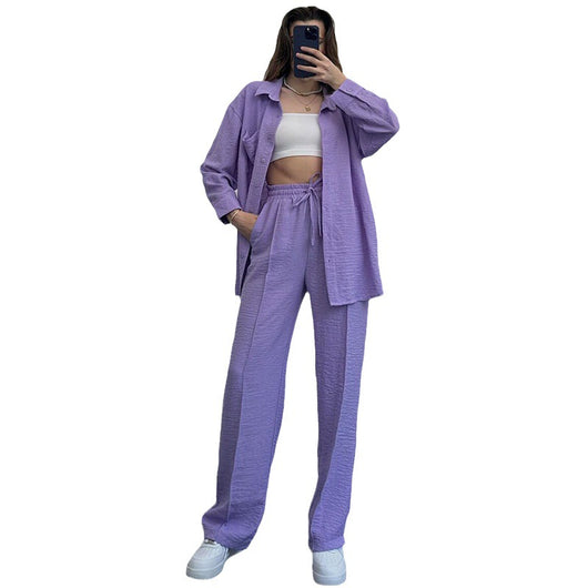 Conjunto Elegante de Blusa y Pantalón Liso para Mujer - Image 10