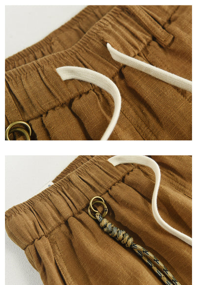 Pantalones Cortos Casuales de Algodón y Lino Relajados para Hombre - Image 9