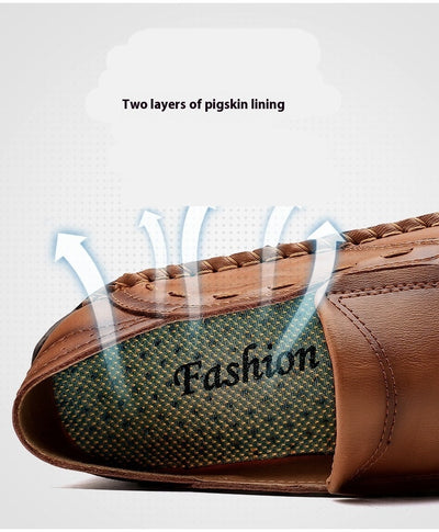 Mocasines Hombre Cuero Ligeros Antideslizantes Sin Cordones - Image 34