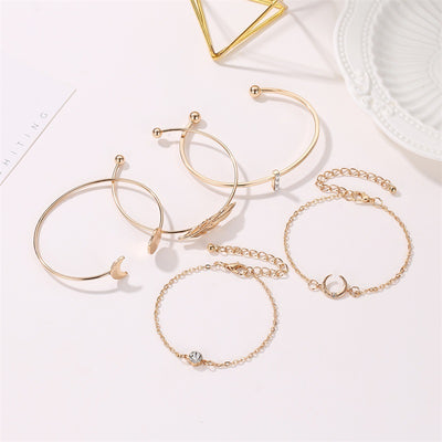 Set de 5 Pulseras Boho Mujer - Luna, Hoja y Cristal - Image 10