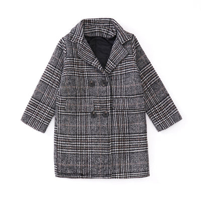Abrigo a cuadros gris para niñas - Diseño clásico y versátil - Image 4
