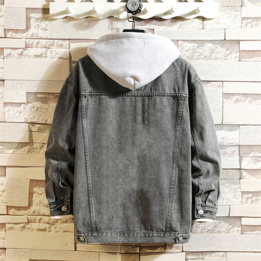 Chaqueta Denim Suelta con Capucha para Hombre - Image 4