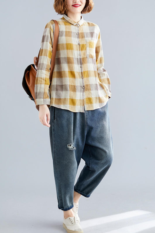 Camisa de Cuadros Manga Larga Talla Grande para Mujer - Image 2