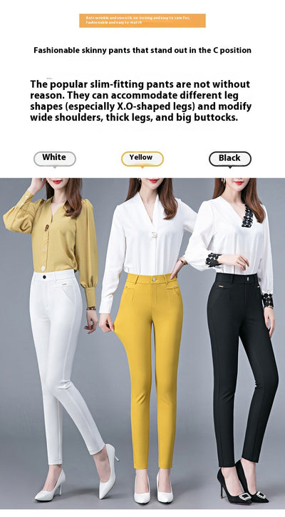 Pantalones Casuales Coreanos Cintura Alta Elásticos Ajustados Efecto Adelgazante - Image 23