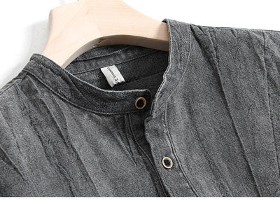 Camisa Holgada de Algodón y Lino Estilo Japonés para Hombre - Image 12
