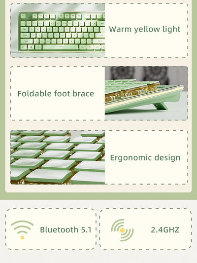 Kit Teclado y Ratón Inalámbrico Mecánico Bluetooth - Diseño Elegante para Oficina - Image 34