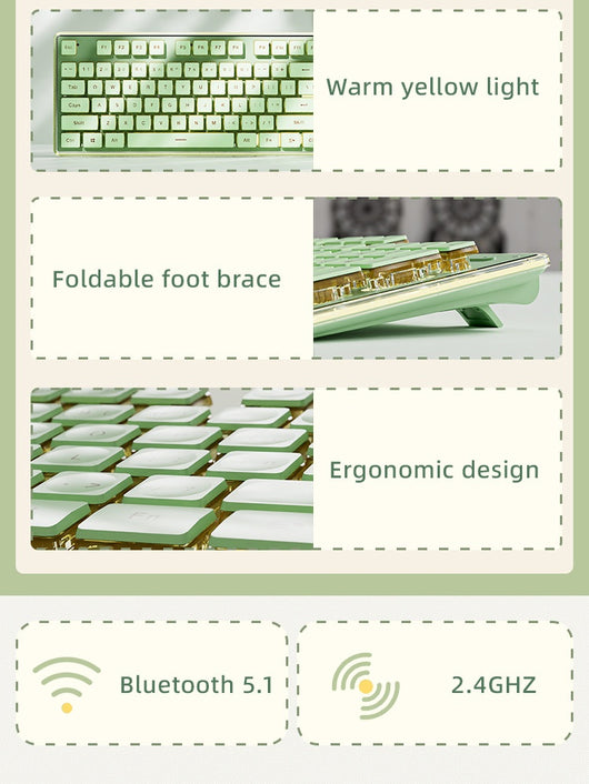 Kit Teclado y Ratón Inalámbrico Mecánico Bluetooth - Diseño Elegante para Oficina - Image 34